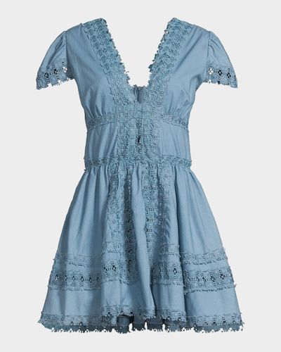 Peixoto Piper Lace-Trimmed Cotton Mini Dress
