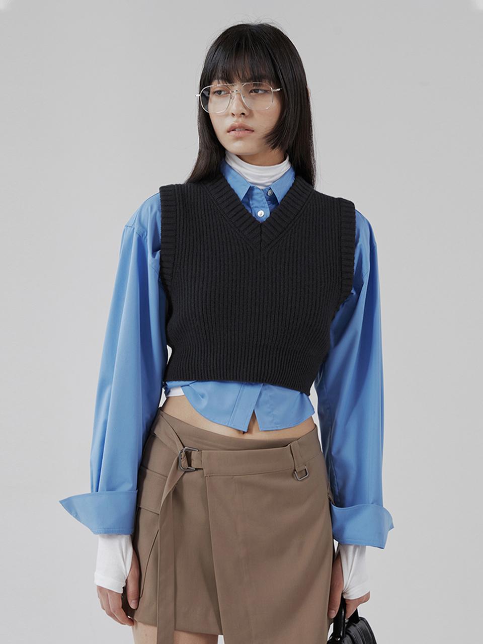 pelote V - neck Cropped Knitwear Vest