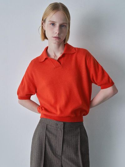 pelote Wool cashmere knit collar top