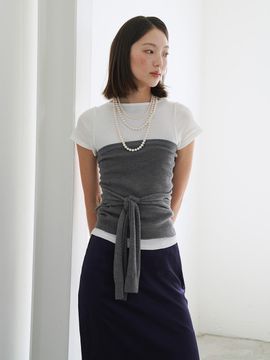pelote Wrap & Tie Tube Top Vest (Grey)