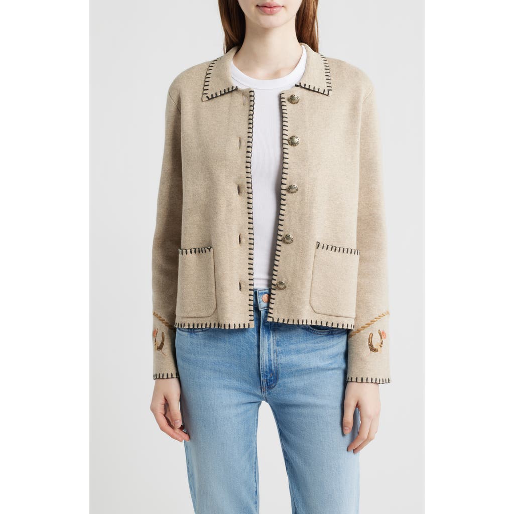 Pendleton Pendleton Souvenir Blanket Stitch Cotton & Merino Wool Cardigan