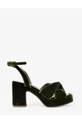 Penelope Chilvers Hibiscus Platform Velvet Block Heels