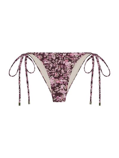 Peony Women's Tapestry Ruched Channel String Bikini Bottom