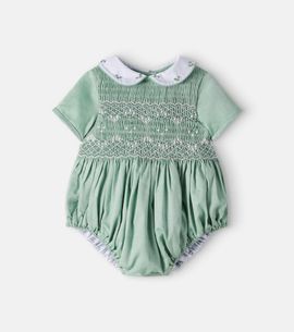 Pepa London Pepa London Baby smocked embroidered cotton playsuit