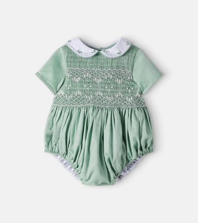 Pepa London Pepa London Baby smocked embroidered cotton playsuit