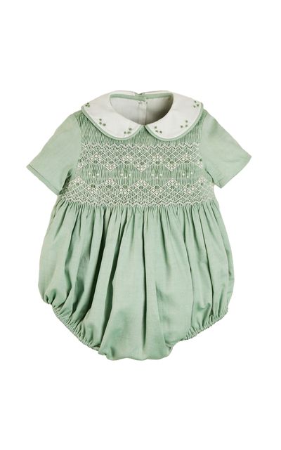Pepa London Pepa London Infants' Peter Pan Collar HandSmocked Cotton Romper