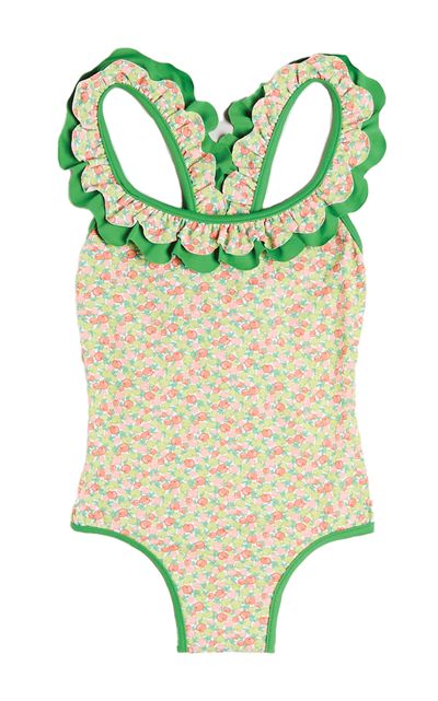 Pepa London Pepa London Kids' Annie Apple Print Ruffle Detail Swimsuit