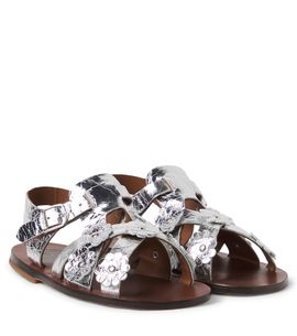 PePe PèPè Alberto floral-appliqué leather sandals