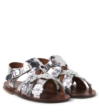 PePe PèPè Alberto floral-appliqué leather sandals