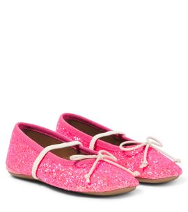 PePe PèPè Bow-detail glitter ballet flats
