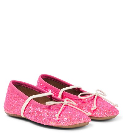 PePe PèPè Bow-detail glitter ballet flats