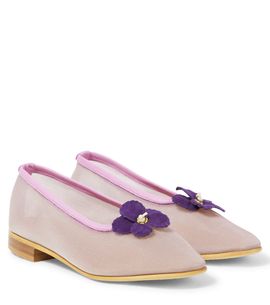 PePe PèPè Floral-appliqué mesh ballet flats