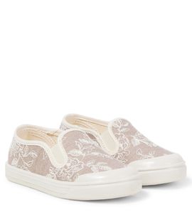 PePe PèPè Floral embroidered denim slip-on shoes