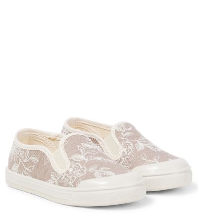 PePe PèPè Floral embroidered denim slip-on shoes