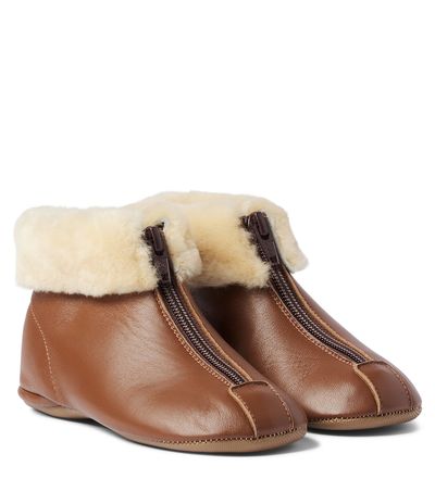 PePe PèPè Glace shearling-trimmed leather ankle boots