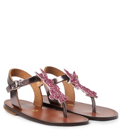 PePe PèPè Glitter metallic leather sandals