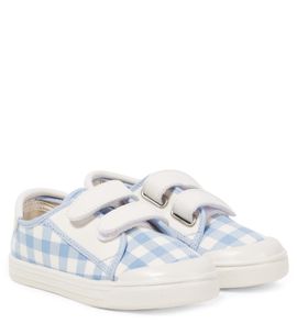 PePe PèPè Leather-trimmed gingham sneakers