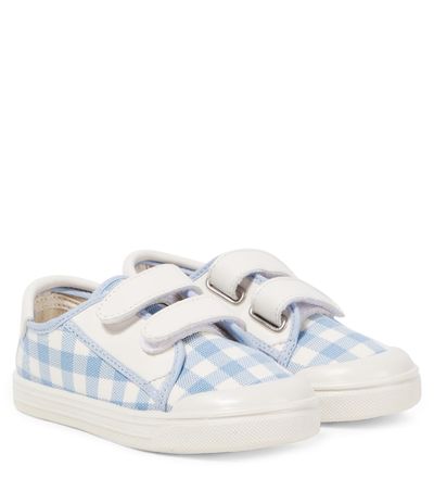 PePe PèPè Leather-trimmed gingham sneakers