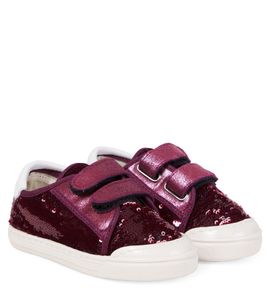 PePe PèPè Sequined leather-trimmed sneakers