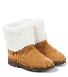 PePe PèPè Shearling-trimmed suede ankle boots