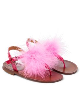 PePe PèPè Vernice feather-trimmed leather sandals