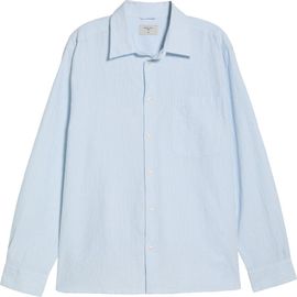Percival Percival Boxy Long Sleeve Cotton Blend Button-Up Shirt