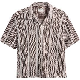 Percival Percival Hugh Openwork Stripe Camp Shirt