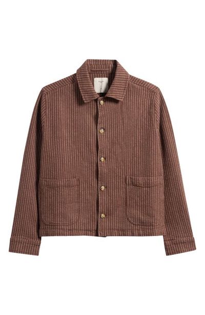 Percival Percival Sorrento Pinstripe Cotton & Linen Button-Up Overshirt
