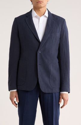 Percival Percival Tailored Fit Solid Linen Blazer