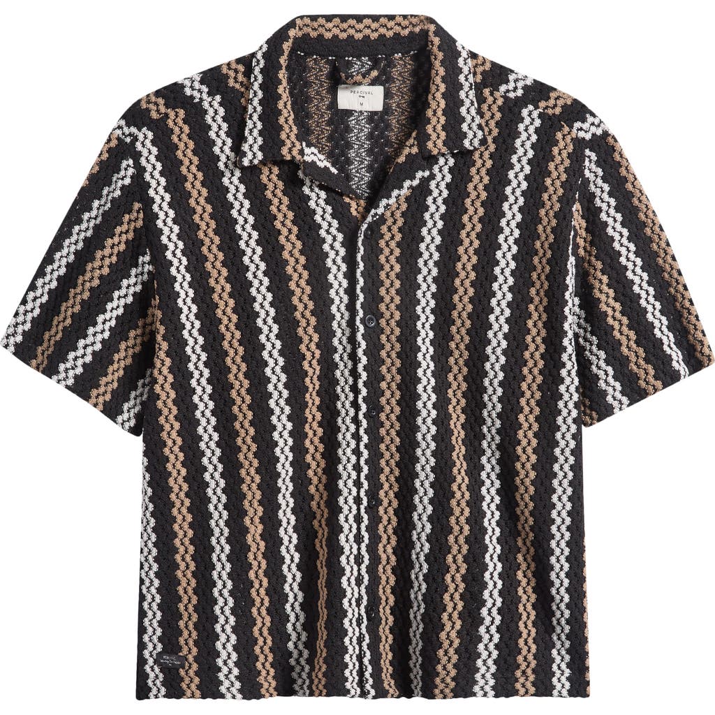 Percival Percival Wade Openwork Stripe Camp Shirt