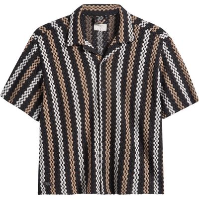 Percival Percival Wade Openwork Stripe Camp Shirt