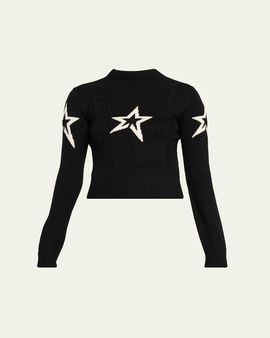 Perfect Moment Cropped Cable-Knit Star Sweater