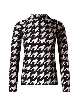 Perfect Moment Women's Base Layer Houndstooth Quarter-Zip Top