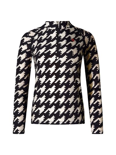 Perfect Moment Women's Base Layer Houndstooth Quarter-Zip Top
