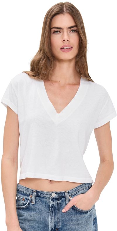 perfectwhitetee perfectwhitetee Alanis Recycled Cotton V Neck Tee White