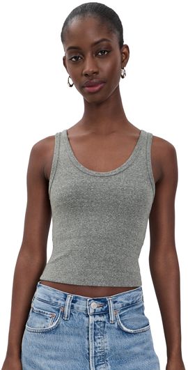 perfectwhitetee perfectwhitetee Blondie Rib Bra Friendly Tank Dark Heather Grey