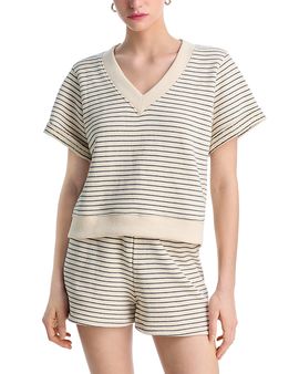 Perfectwhitetee perfectwhitetee Briggs French Terry Striped Short Sleeve Sweatshirt
