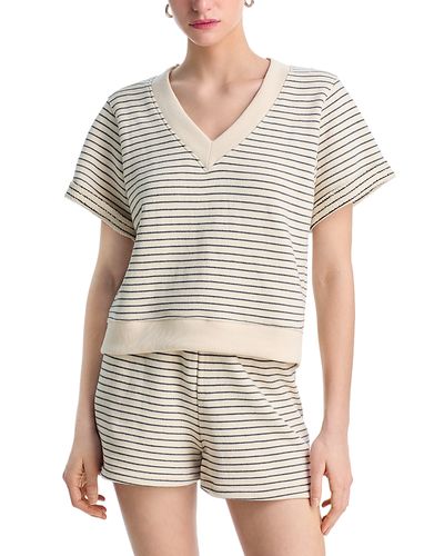 Perfectwhitetee perfectwhitetee Briggs French Terry Striped Short Sleeve Sweatshirt