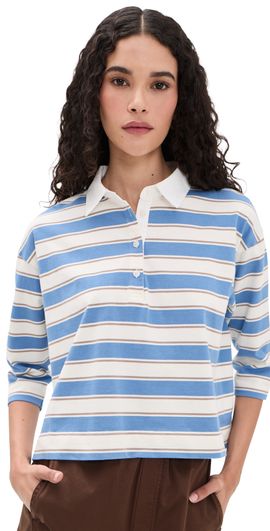 perfectwhitetee perfectwhitetee Daria Cotton Rugby Shirt Pacific Blue Stripe