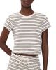 perfectwhitetee perfectwhitetee Eve Loop Terry Stripe Short Sleeve Shirt Natural/Chocolate Stripe - 1