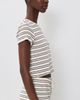 perfectwhitetee perfectwhitetee Eve Loop Terry Stripe Short Sleeve Shirt Natural/Chocolate Stripe - 4