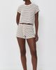 perfectwhitetee perfectwhitetee Eve Loop Terry Stripe Short Sleeve Shirt Natural/Chocolate Stripe - 5