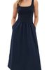 perfectwhitetee perfectwhitetee Fabiola Cotton Poplin Sleeveless Dress Navy - 1