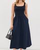 perfectwhitetee perfectwhitetee Fabiola Cotton Poplin Sleeveless Dress Navy - 5