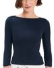 perfectwhitetee perfectwhitetee Harlow Viscose Ribbed Tee Navy - 1