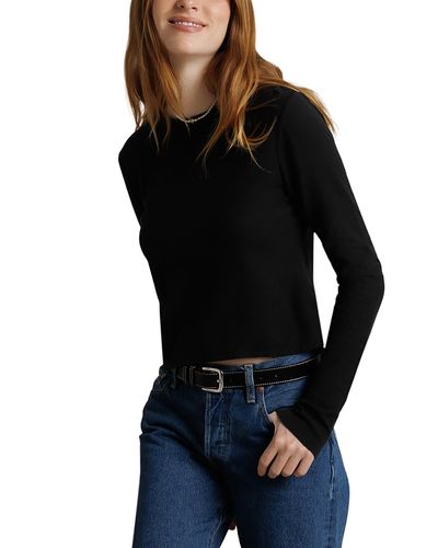 Perfectwhitetee perfectwhitetee Ivanna Micro Modal Cashmere Rib Long Sleeve Top