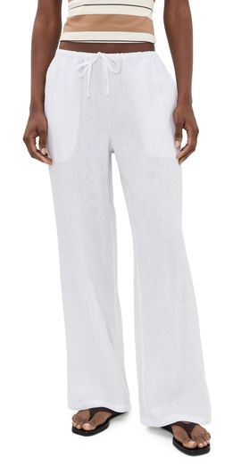 perfectwhitetee perfectwhitetee Lorana Linen Drawstring Pants White