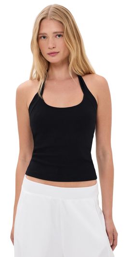 perfectwhitetee perfectwhitetee Marla Luxe Rib Halter Top True Black
