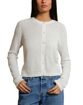 Perfectwhitetee perfectwhitetee Pointelle Button Down Long Sleeve Sweater