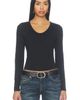 perfectwhitetee perfectwhitetee Shaya Long Sleeve V Neck Tee - 1